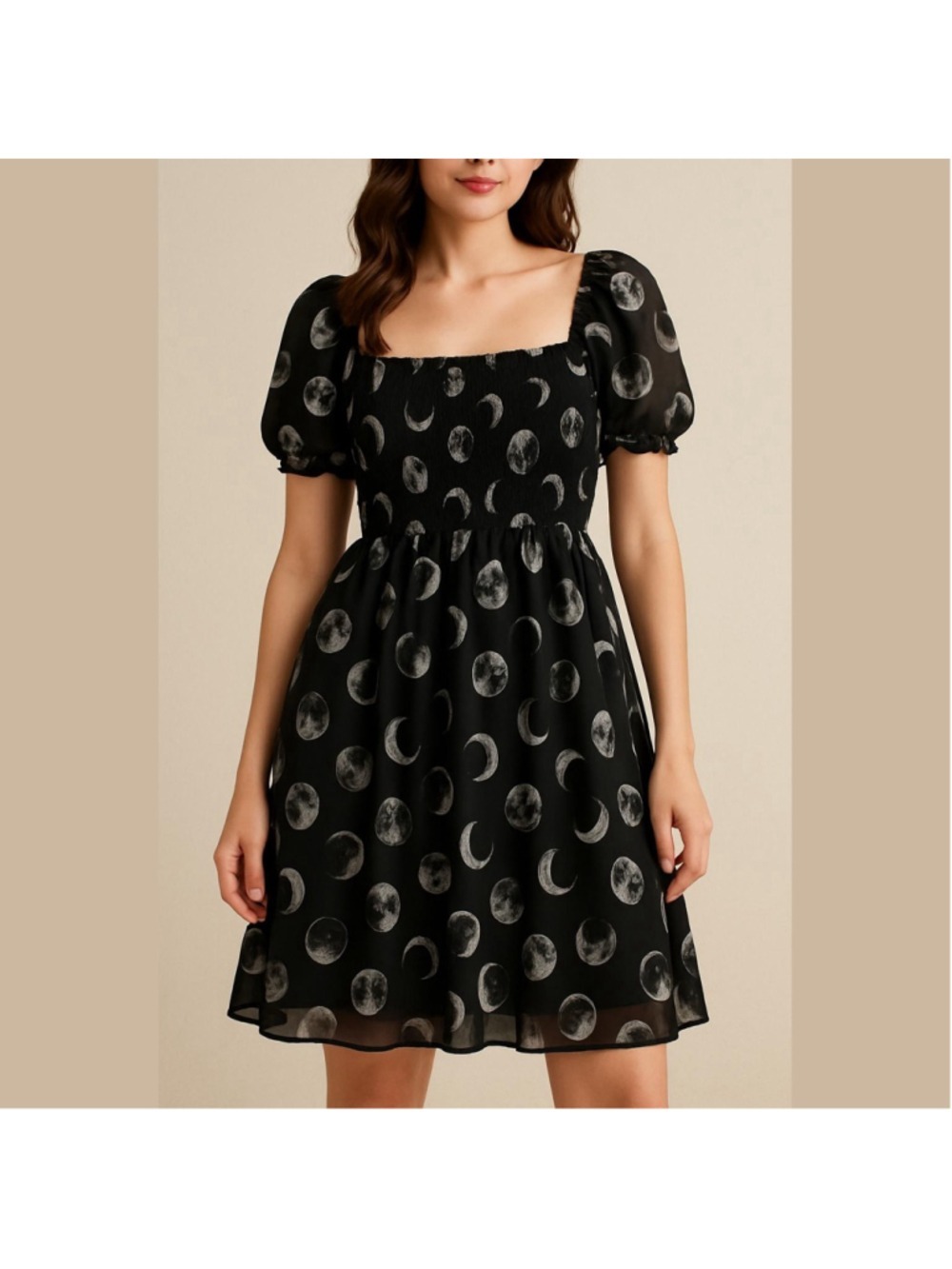 Women's Her Universe Black & White Moon Phase Mini Dress M
